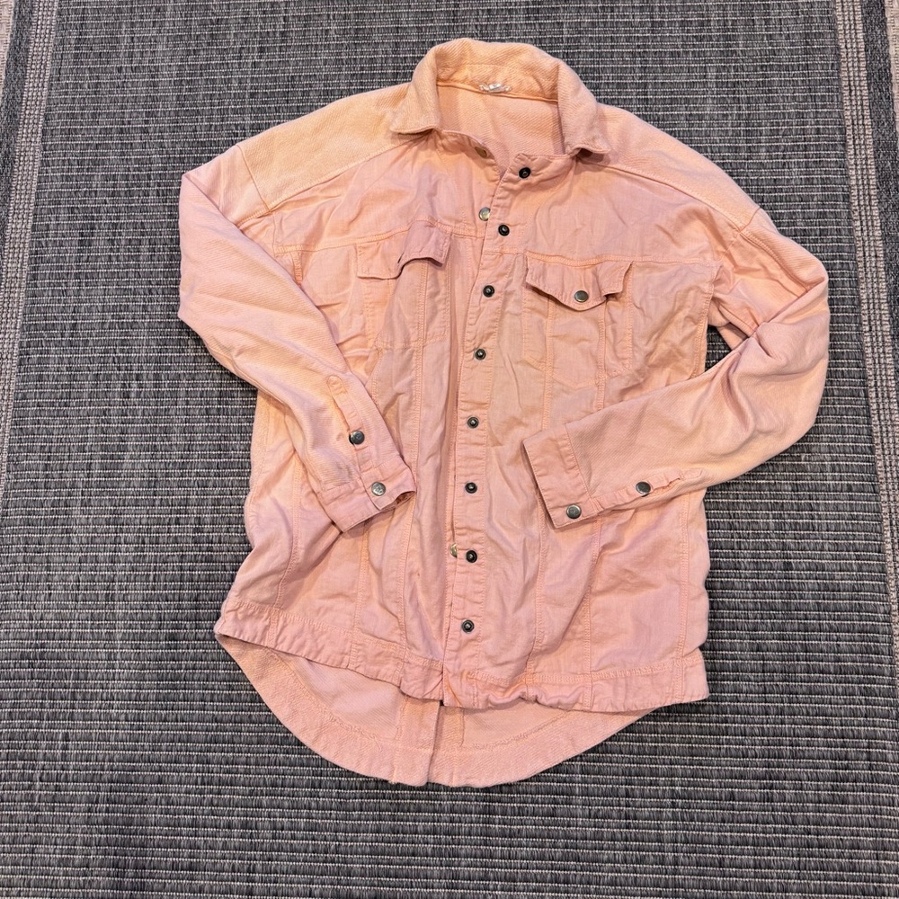Pilcro Peach Lightweight Button-Front Shirt Jacket